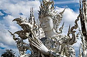 Famous Thailand temple or white temple, Wat Rong Khun,at Chiang Rai province, northern Thailand. 